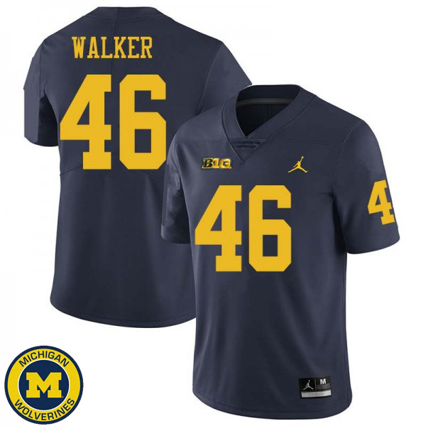 Men University of Michigan #46 Kareem Walker Navy Jordan Brand Embroidery Jersey